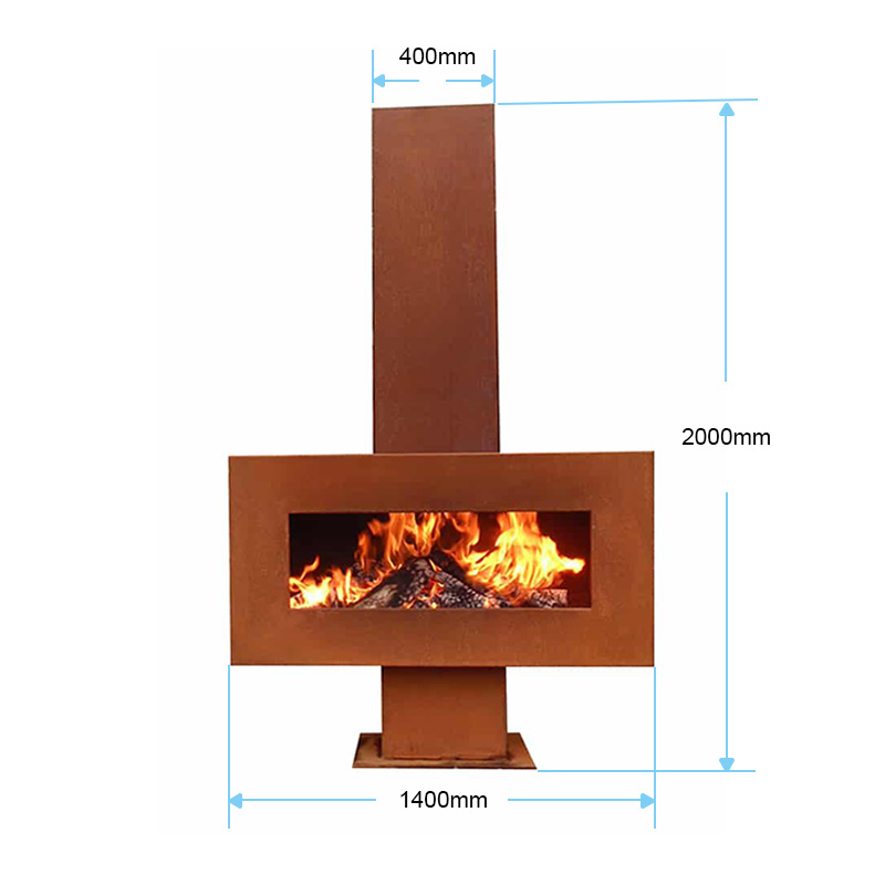 Corten Bahçe Şöminesi  2 Metre FP02