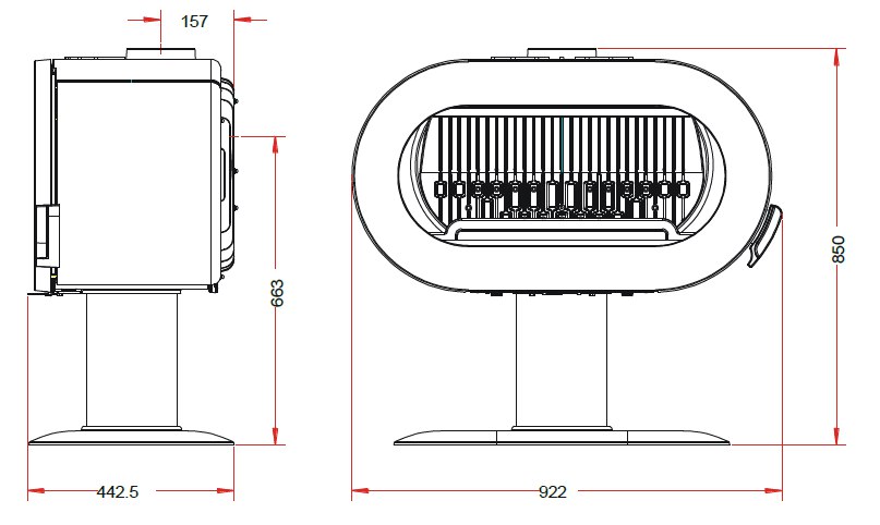 Invicta Fifty Kırmızı Döküm Soba 648044 (648047) - Görsel 3